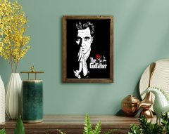 BK Home Godfather Baba Tasarımlı Doğal Masif Ahşap Çerçeveli Tablo 45x65cm-1