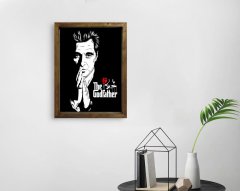 BK Home Godfather Baba Tasarımlı Doğal Masif Ahşap Çerçeveli Tablo 45x65cm-1