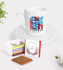Kişiye Özel İngilizce Öğretmeni Türk Kahvesi Fincanı ve Çikolata Hediye Seti-10