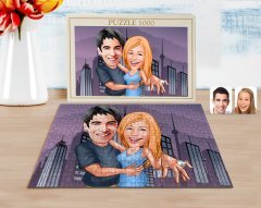 Kişiye Özel Sevgililer Karikatürlü 1000 Parça Profesyonel Puzzle-14