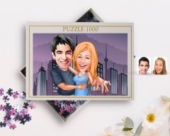 Kişiye Özel Sevgililer Karikatürlü 1000 Parça Profesyonel Puzzle-14