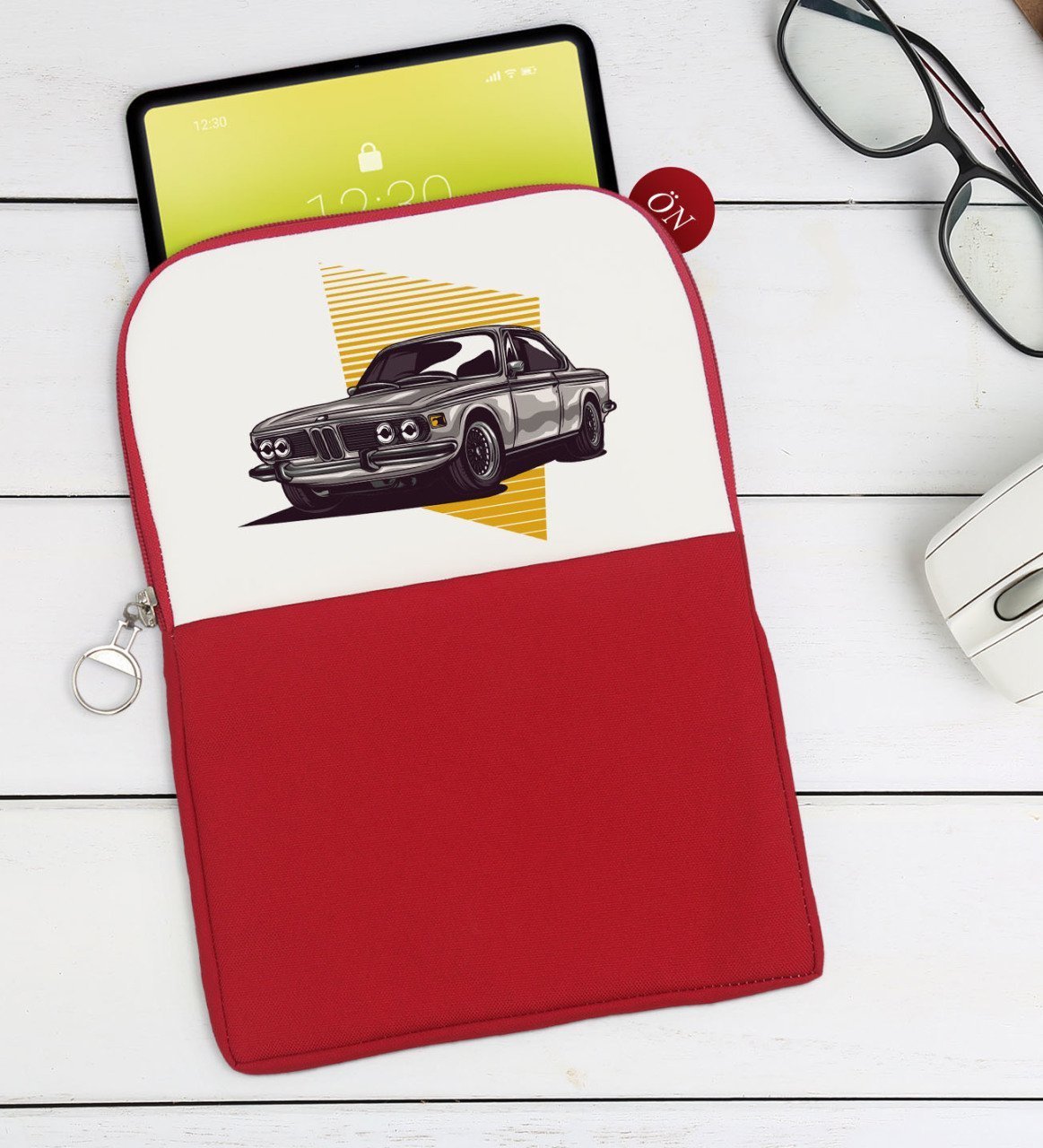 BK Gift Klasik Araç Tasarımlı Taşınabilir Koruyucu Tablet Kılıfı & Organizer Çanta - Kırmızı-1