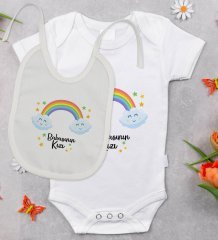 BK Kids Babasının Kızı Tasarımlı Bebek Body Zıbın ve Mama Önlüğü Hediye Seti - Model 1