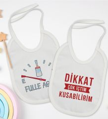 BK Kids Fulle Aganı ve Kusabilirim Tasarımlı 2’li Beyaz Mama Önlüğü-1