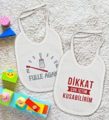 BK Kids Fulle Aganı ve Kusabilirim Tasarımlı 2’li Beyaz Mama Önlüğü-1