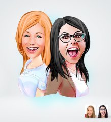Kişiye Özel Kız Kardeşler Karikatürlü Sosyal Medya Dijital Profil Fotoğrafı - Model 11