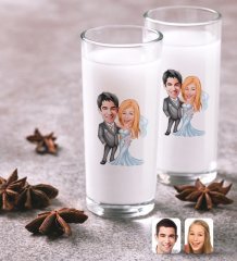 Kişiye Özel Evleniyoruz Karikatürlü İkili Rakı Bardağı Seti-5