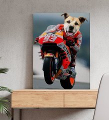 Evcil Dostlara Özel MotoGP Tasarımlı Portre Kanvas Tablo 50x70cm-1