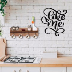 BK Home Doğal Ahşap Raflı Dekoratif Fincan Askılığı ve Benim Gibi Duvar Süsü-1