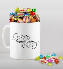 Kişiye Özel İsimli Kupa ve Haribo Fruitbons Şeker Hediye Seti-3