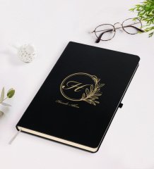 Kişiye Özel Baş Harf İsim Tasarımlı Siyah Defter-8