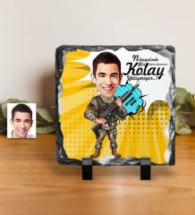 Kişiye Özel Uzman Jandarma Karikatürlü Dekoratif Doğal Taş