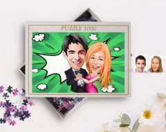 Kişiye Özel Sevgililer Karikatürlü 1000 Parça Profesyonel Puzzle-13