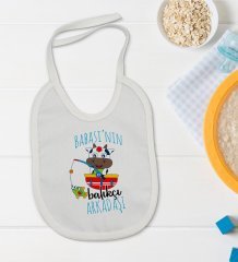 BK Kids Babasının Balıkçı Arkadaşı Tasarımlı Bebek Body Zıbın ve Mama Önlüğü Hediye Seti - Model 1