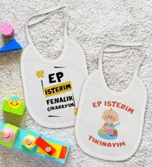 BK Kids Ep İsterim Tasarımlı 2’li Beyaz Mama Önlüğü-2