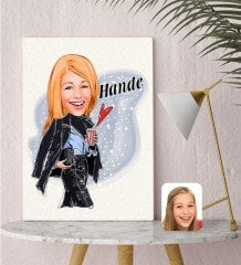 Kişiye Özel Karikatürlü Moda İkonu 4 Kanvas Tablo (30x50cm.)