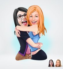 Kişiye Özel Kız Kardeşler Karikatürlü Sosyal Medya Dijital Profil Fotoğrafı - Model 10