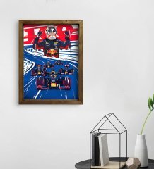 BK Gift Formula 1 Tasarımlı Doğal Masif Ahşap Çerçeveli Tablo 45x65cm-1
