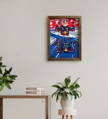 BK Gift Formula 1 Tasarımlı Doğal Masif Ahşap Çerçeveli Tablo 45x65cm-1