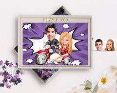 Kişiye Özel Sevgililer Karikatürlü 1000 Parça Profesyonel Puzzle-12