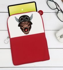 BK Gift Goril Tasarımlı Taşınabilir Koruyucu Tablet Kılıfı & Organizer Çanta - Kırmızı-1