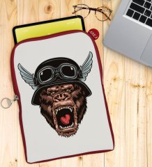 BK Gift Goril Tasarımlı Taşınabilir Koruyucu Tablet Kılıfı & Organizer Çanta - Kırmızı-1