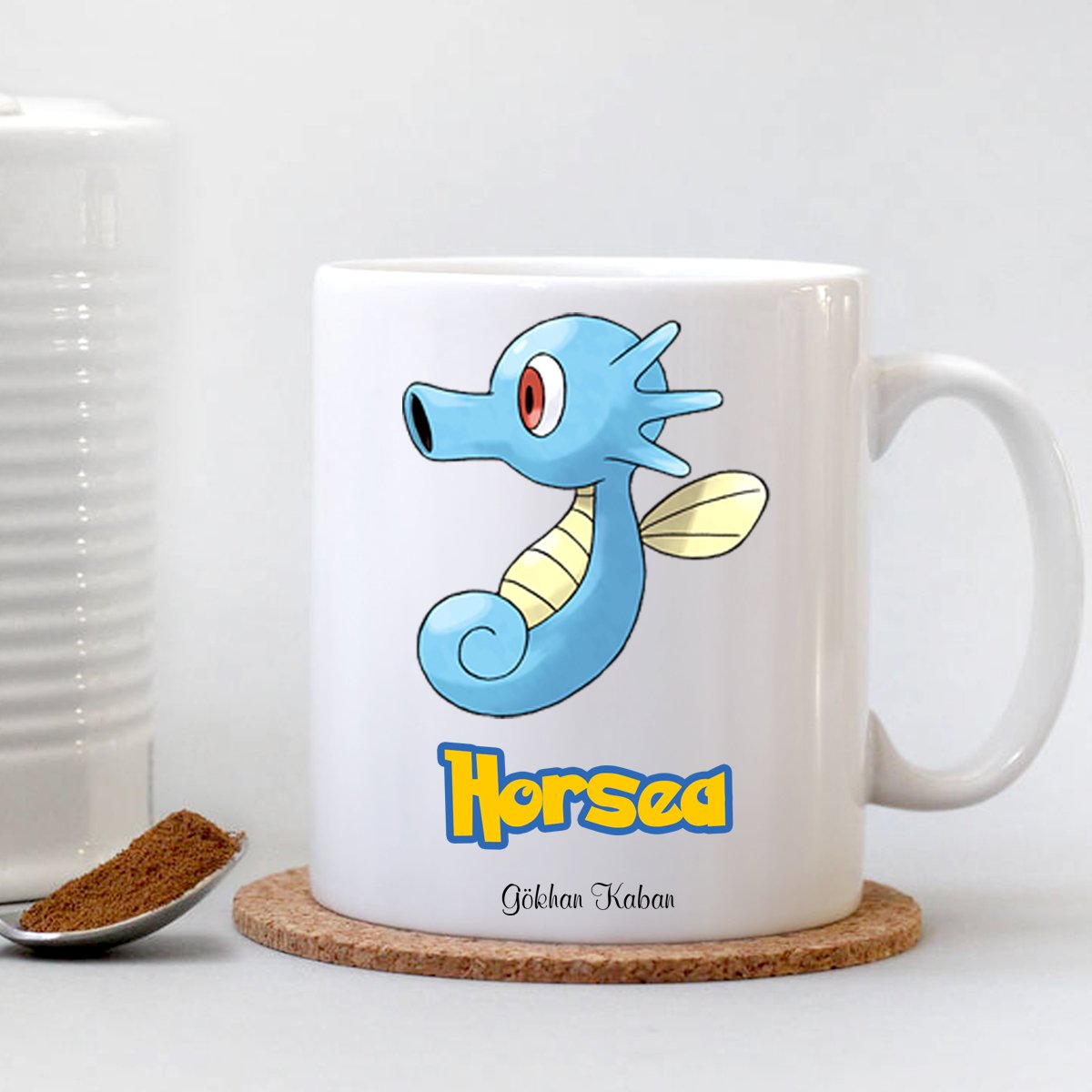 Kişiye Özel Pokemon Horsea Beyaz Kupa Bardak