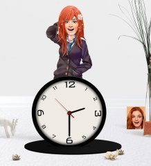 Kişiye Özel Anime Bebek Karikatürlü Ahşap Biblo Masa Saati-4