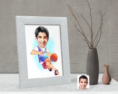 Kişiye Özel Erkek Basketbolcu Karikatürlü Dekoratif Çerçeve-2
