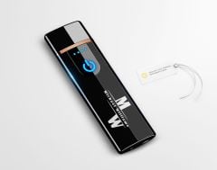 BK Gift Kişiye Özel Siyah Sigara Tabakası ve Elektronik Dokunmatik Alevsiz Şarjlı Çakmak Hediye Seti-4, Metal Sigara Tabakası, Elektronik Çakmak