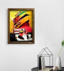 BK Gift F1 Ayrton Senna Tasarımlı Doğal Masif Ahşap Çerçeveli Tablo 45x65cm-2