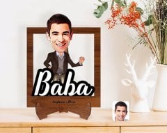 Kişiye Özel Baba Karikatürlü Ahşap Standlı 3D Biblo-1