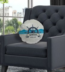 Kişiye Özel İsimli Kaptan Tasarımlı Dekoratif Kırlent Yastık-9
