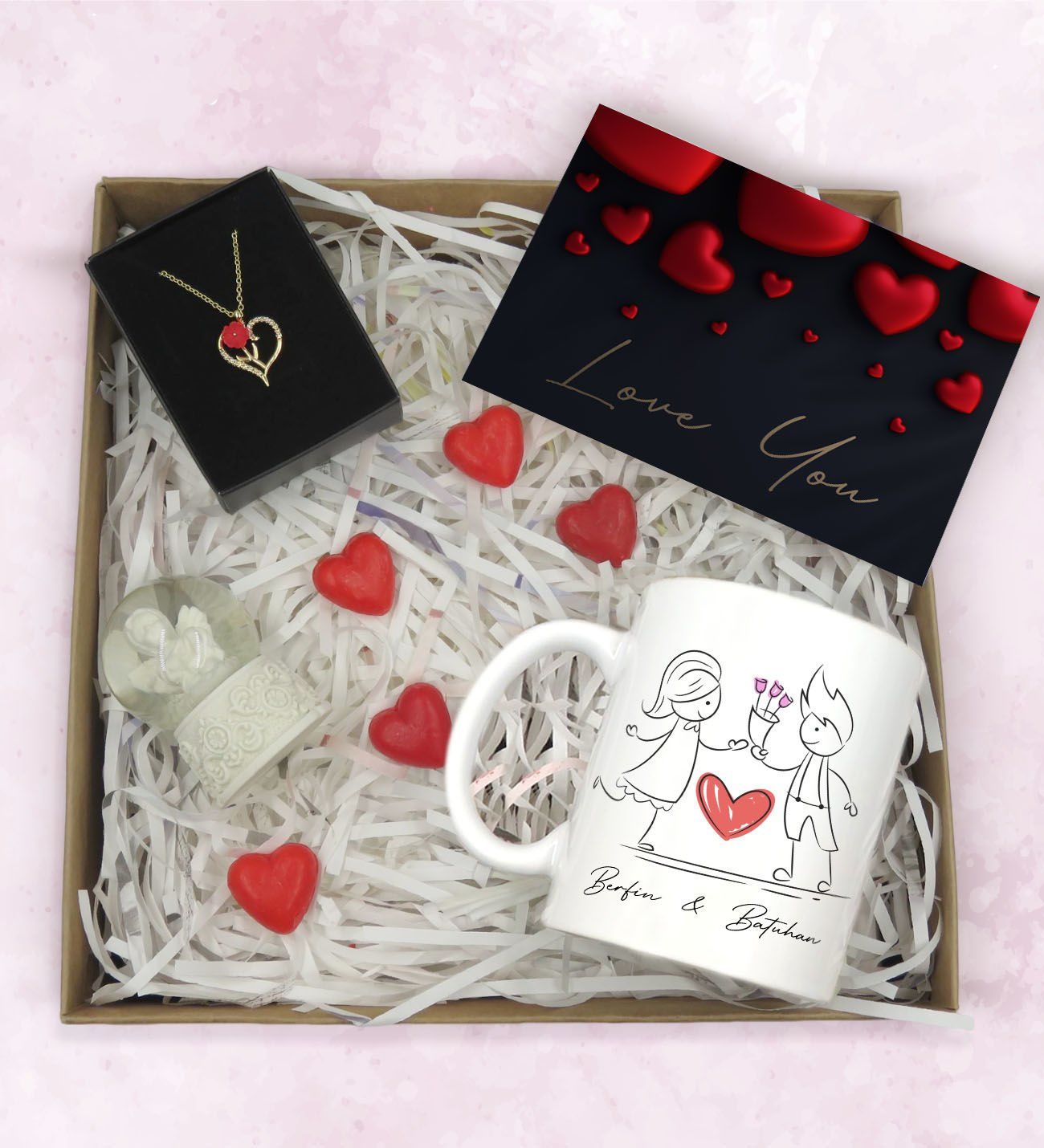 BK Gift Sevgiliye Özel Hediye Seti-4-1, Yıl Dönümü Hediyesi, İsimli Kupa, Sevgiliye Hediye, Sevgililer Günü Hediyesi