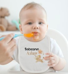 BK Kids Babasının Aslanı Tasarımlı Bebek Body Zıbın ve Mama Önlüğü Hediye Seti - Model 1