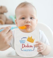 BK Kids Dedem Halleder Tasarımlı 2’li Beyaz Mama Önlüğü-1
