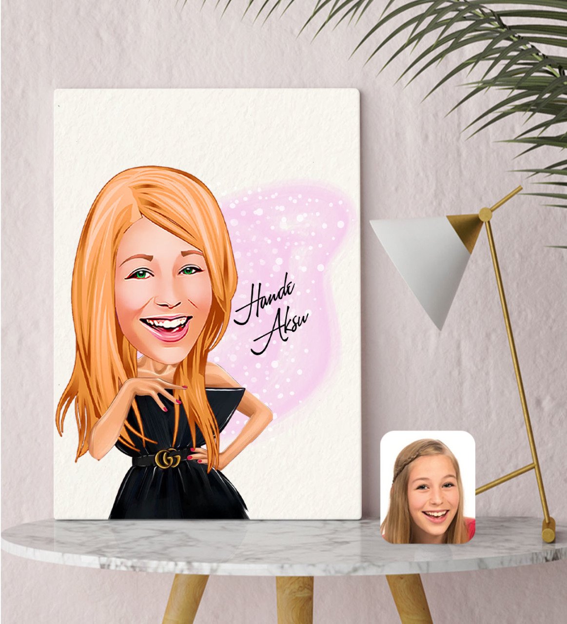 Kişiye Özel Karikatürlü Moda İkonu 2 Kanvas Tablo (30x50cm.)