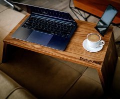 Kişiye Özel İsimli  Ahşap Katlanabilir Organizer Notebook Laptop Sehpası