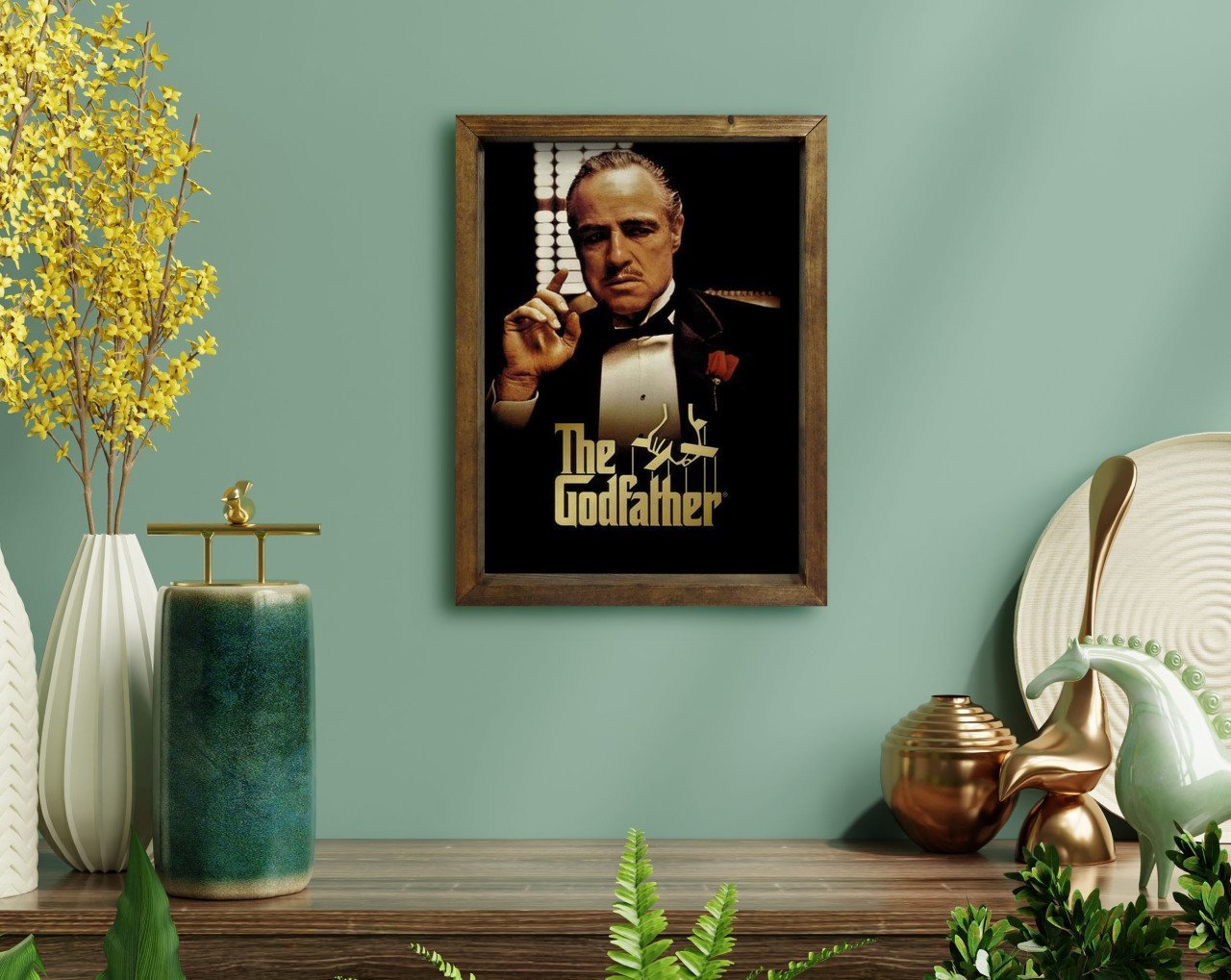 BK Home Godfather Baba Tasarımlı Doğal Masif Ahşap Çerçeveli Tablo-4