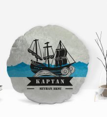 Kişiye Özel İsimli Kaptan Tasarımlı Dekoratif Kırlent Yastık-8