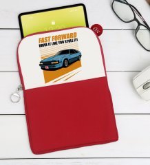 BK Gift Fast Forward Tasarımlı Taşınabilir Koruyucu Tablet Kılıfı & Organizer Çanta - Kırmızı-1