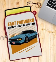 BK Gift Fast Forward Tasarımlı Taşınabilir Koruyucu Tablet Kılıfı & Organizer Çanta - Kırmızı-1