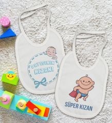 BK Kids Dayısının Kızanı ve Süper Kızan Tasarımlı 2’li Beyaz Mama Önlüğü-1