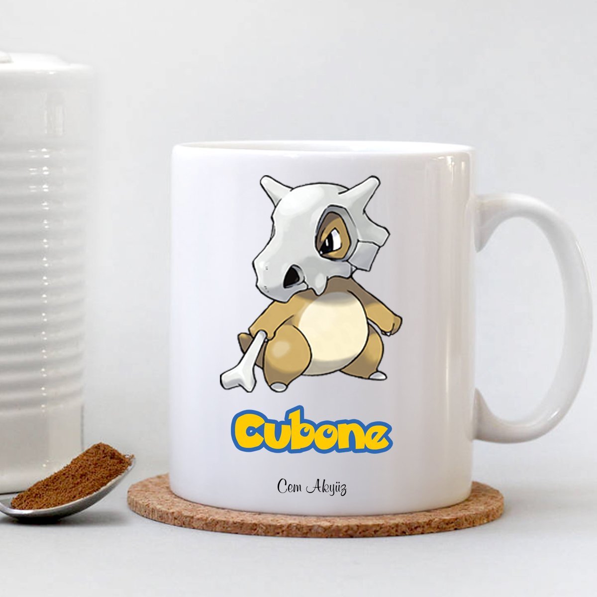 Kişiye Özel Pokemon Cubone Beyaz Kupa Bardak