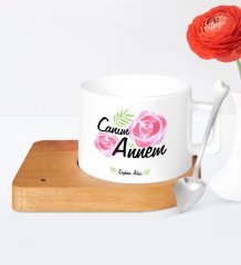 Kişiye Özel Canım Annem Ahşap Altlıklı Seramik Fincan - 15