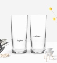 Kişiye Özel Renkli Baskılı Tek - Duble Tasarımlı İkili Rakı Bardağı Seti-1