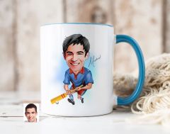 Bk Gift Kişiye Özel Cricket Karikatürlü Mavi Kupa Bardak-1, Sevgiliye Hediye, Arkadaşa Hediye