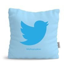 Kişiye Özel Twitter Mavi Yastık
