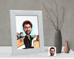 Kişiye Özel Erkek Avukat Karikatürlü Dekoratif Çerçeve-3