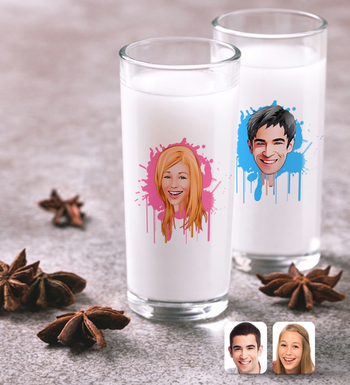 Kişiye Özel Erkek ve Bayan Karikatürlü İkili Rakı Bardağı Seti-1